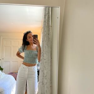 Green cropped blouse, size small